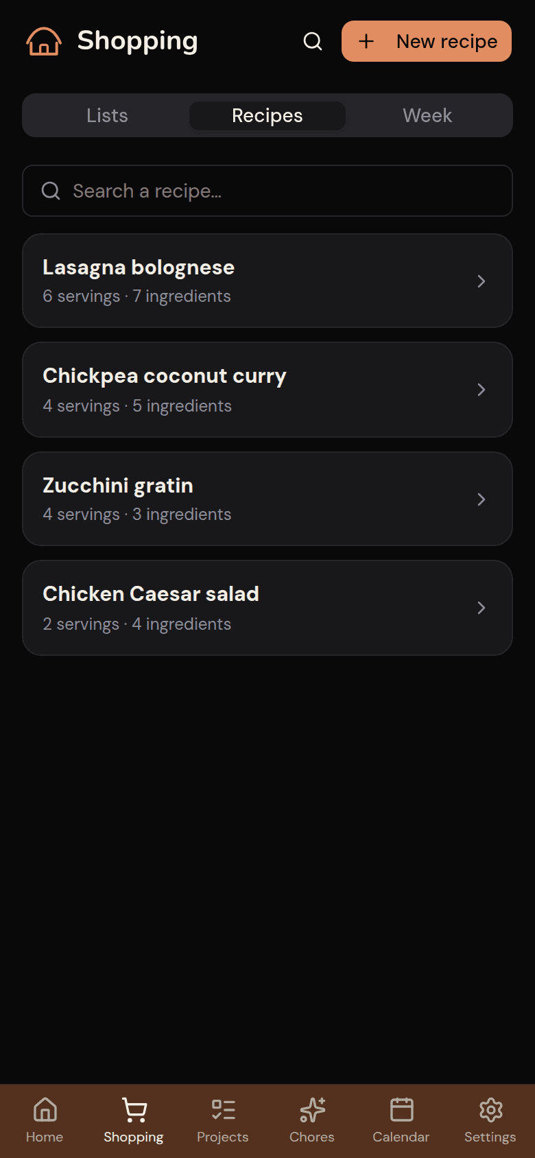 The household's shared recipe book in Kotidy