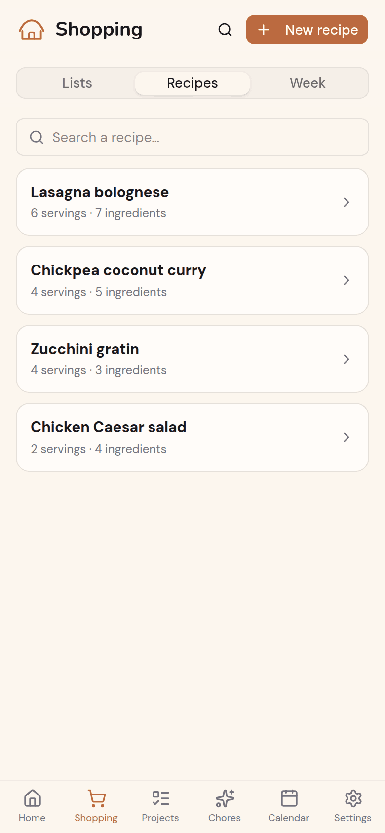 The household's shared recipe book in Kotidy