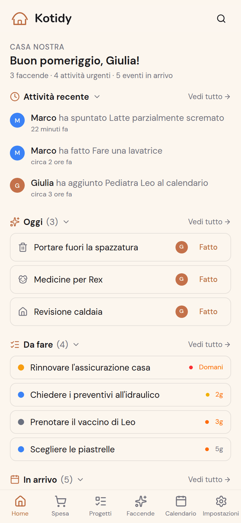 Home di Kotidy: la giornata della casa a colpo d'occhio