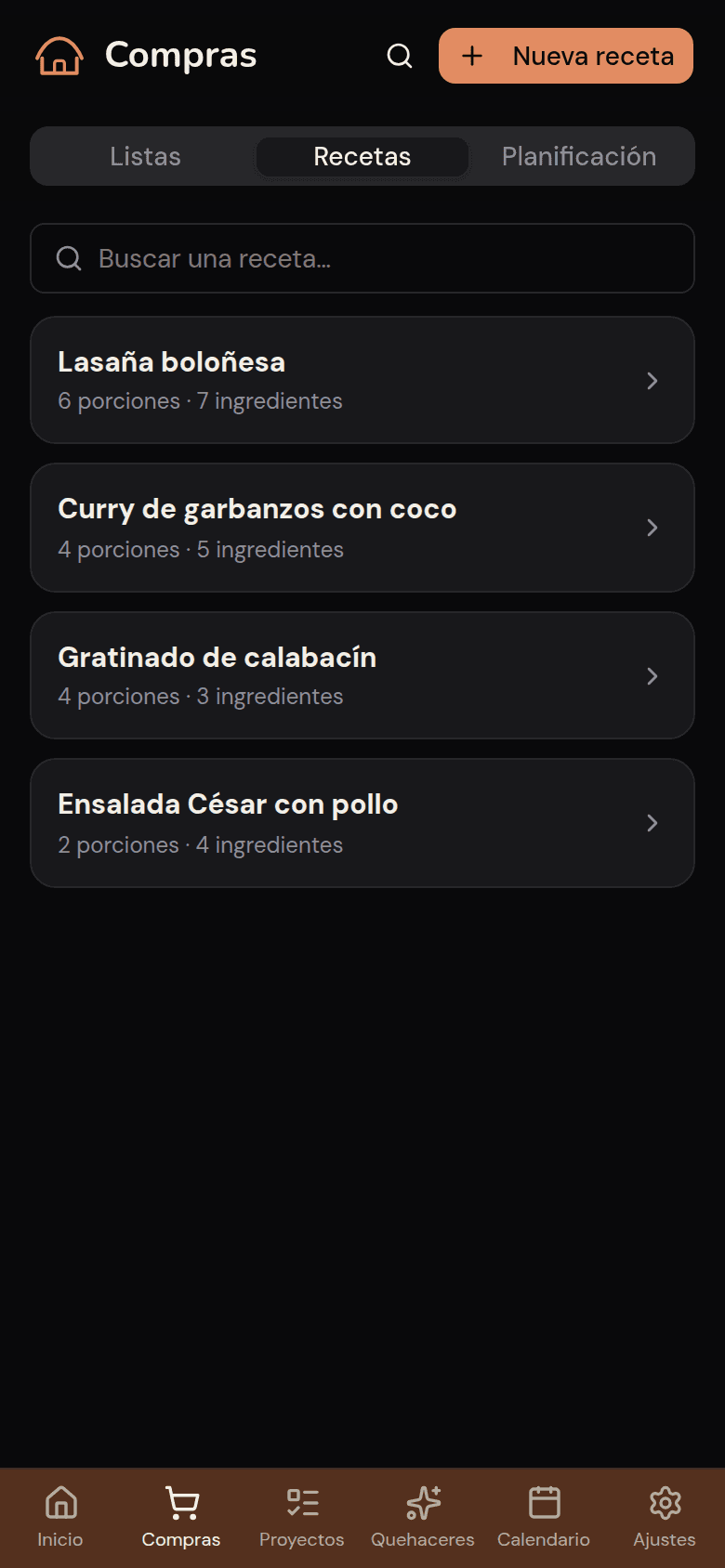 Recetario compartido del hogar en Kotidy
