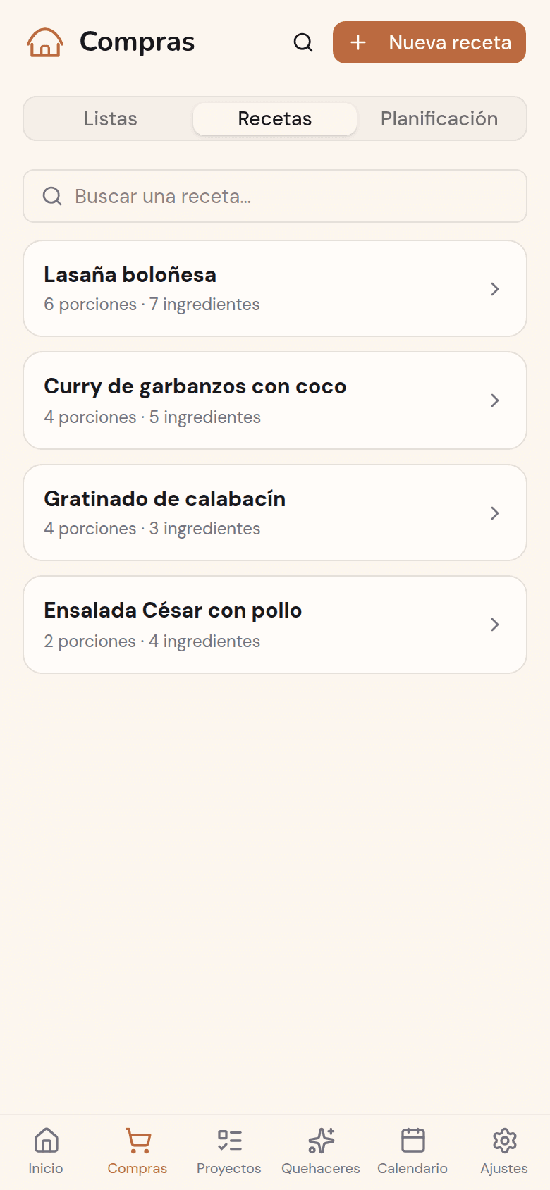 Recetario compartido del hogar en Kotidy